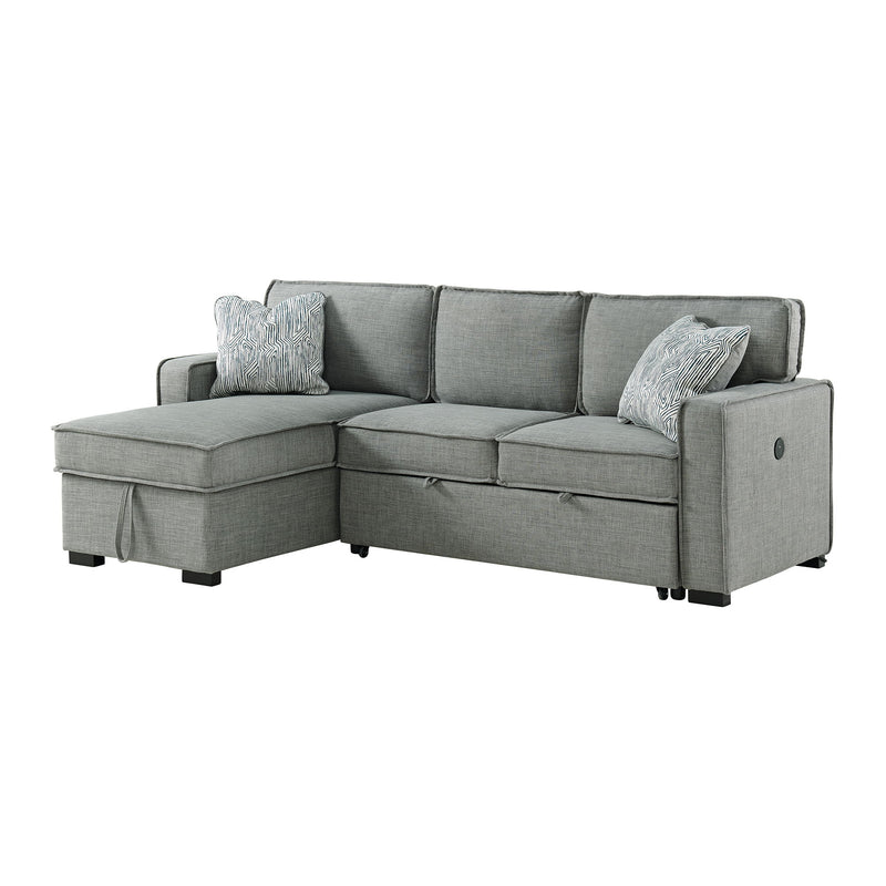 Caracas - Sectional RHF Loveseat With Pull Bed, Drop Table & USB - Palmer Steel