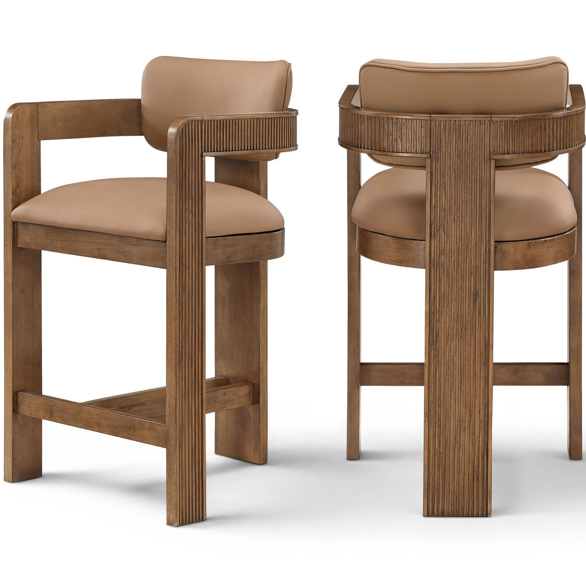 Sacha - Vegan Leather Upholstered Counter Stool With Brown Base