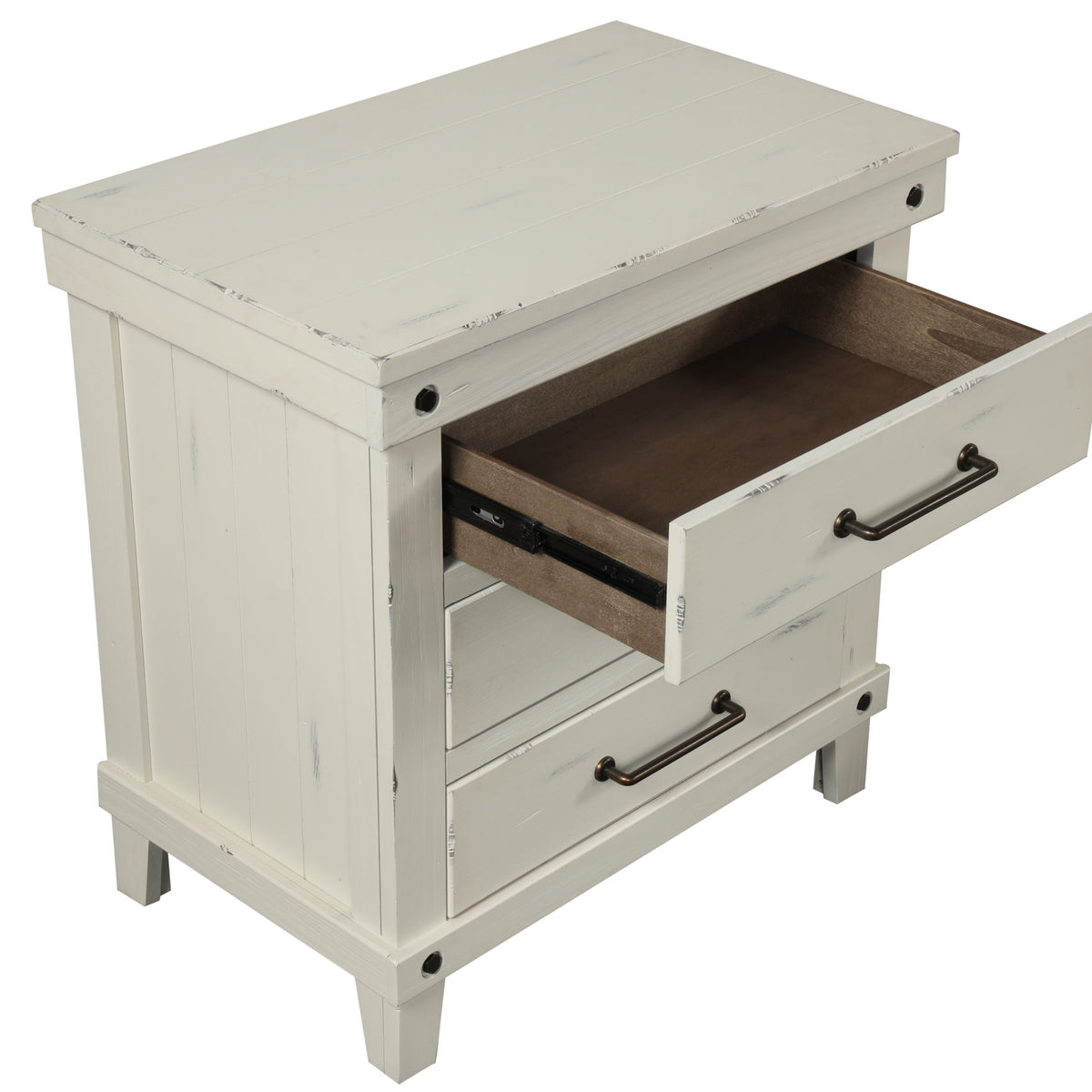 3 Drawer Elegant Nightstand - White