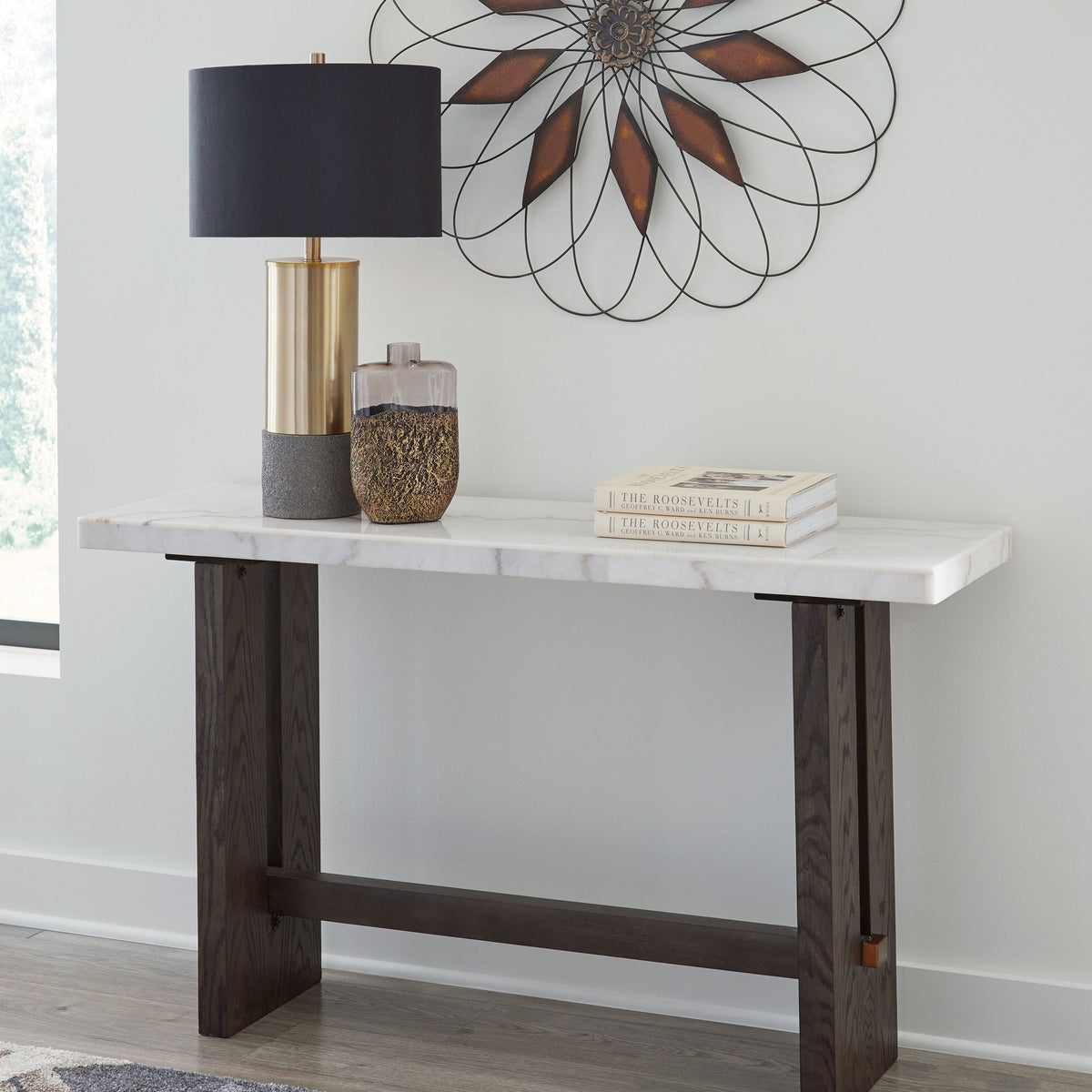 Burkhaus - Sofa Table - White / Dark Brown