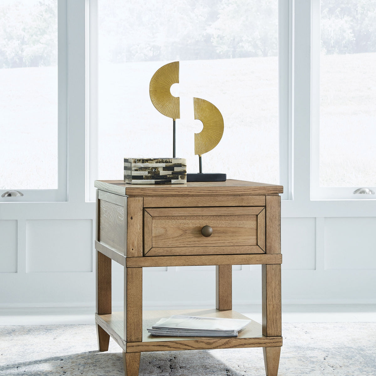 Sharlance - Rectangular End Table - Light Brown