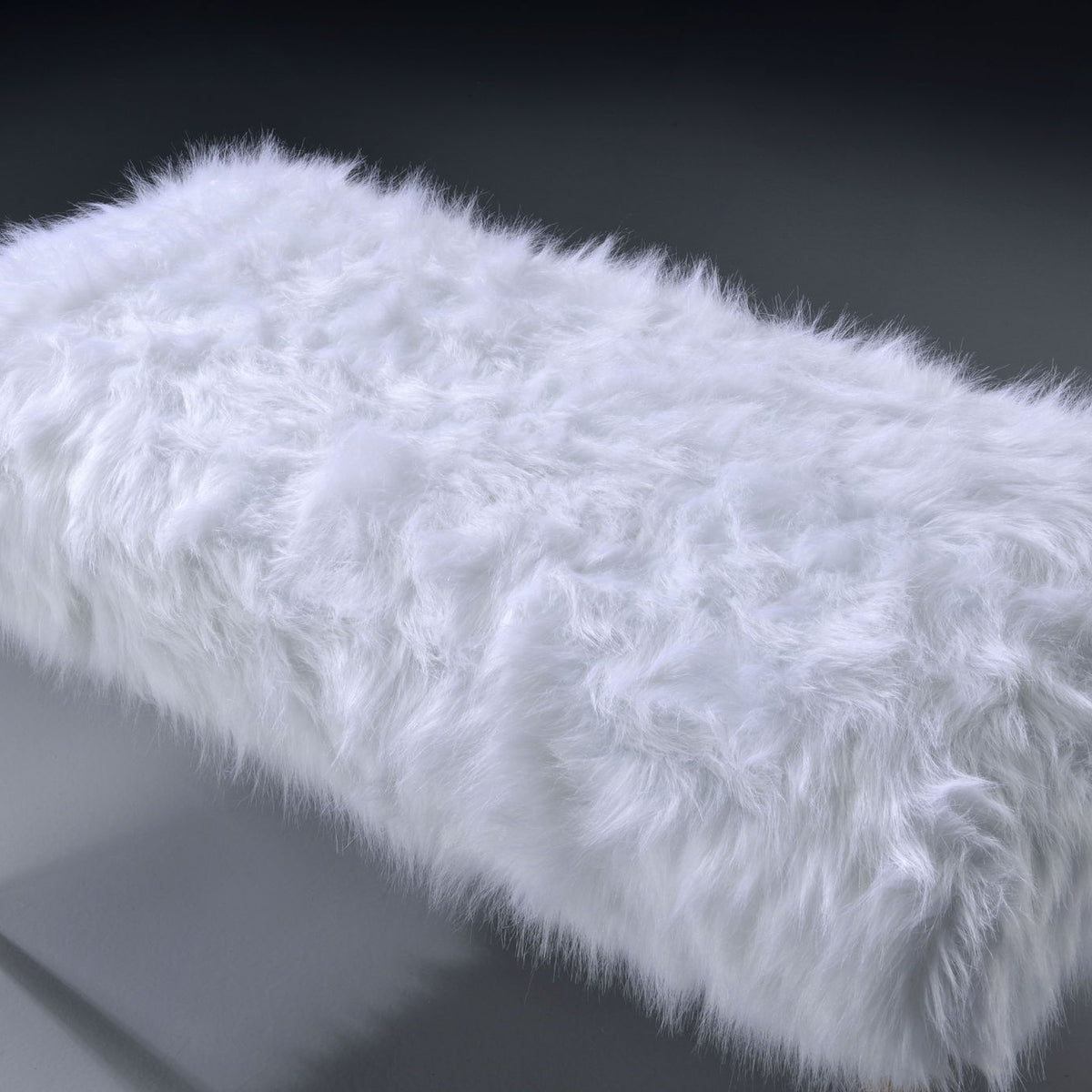 Bagley II - Faux Fur Bench - White / Gold