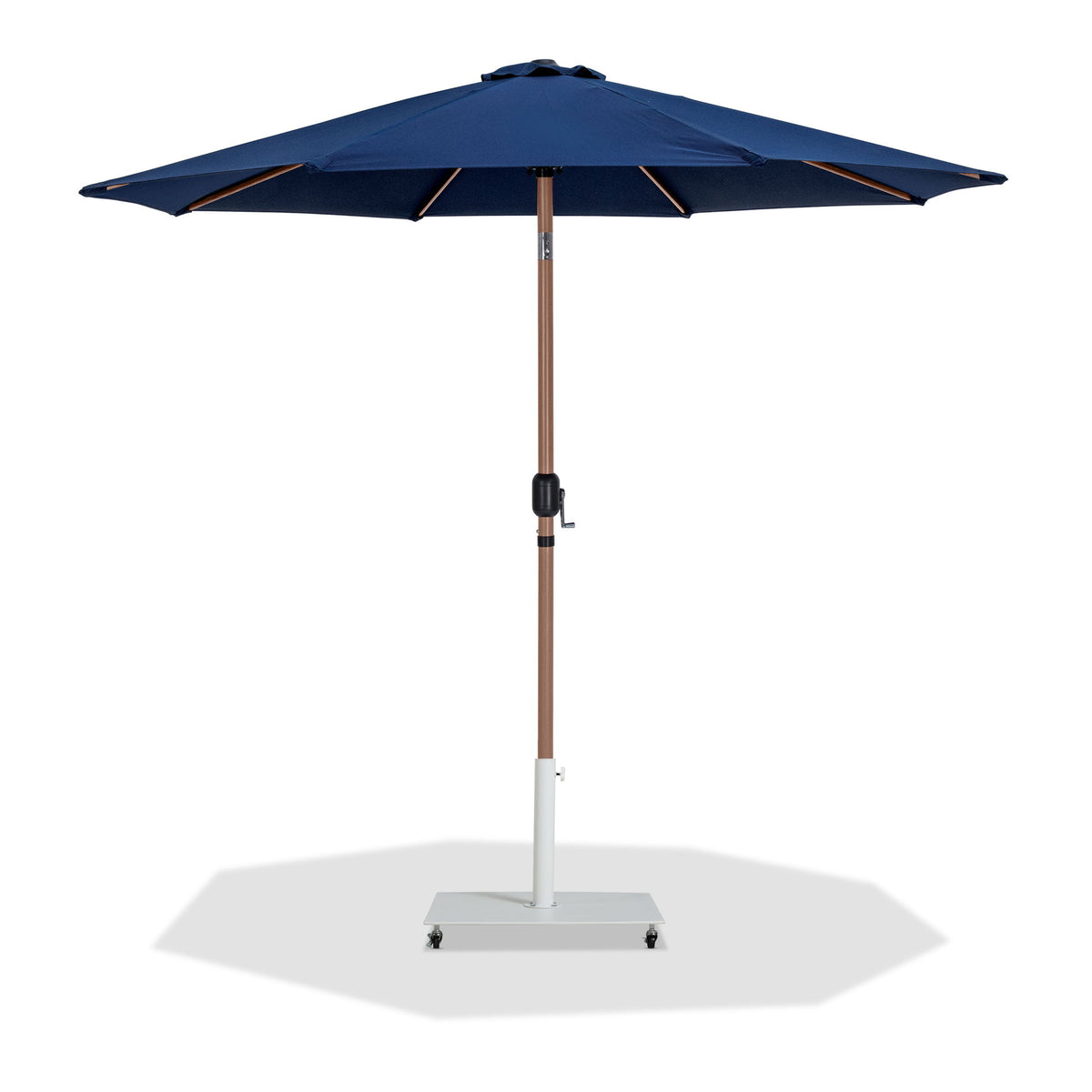 Fiji - Aluminum Patio Umbrella With Square White And Teak Base
