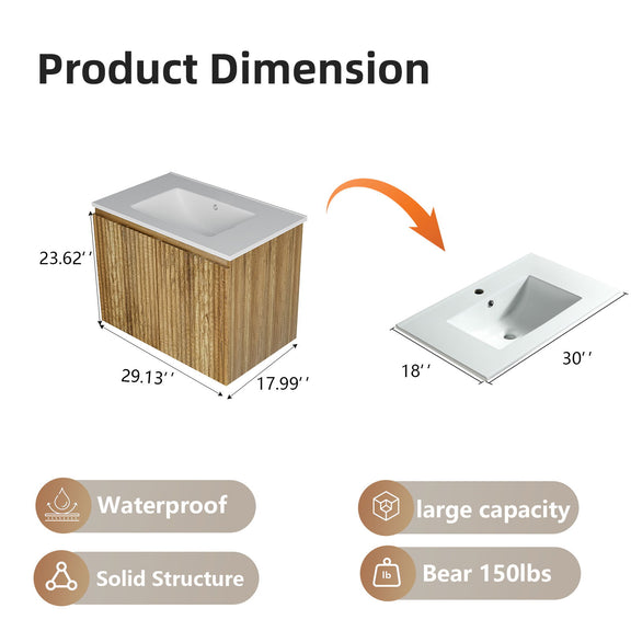 Light wood wall cabinet with sink product dimensions diagram