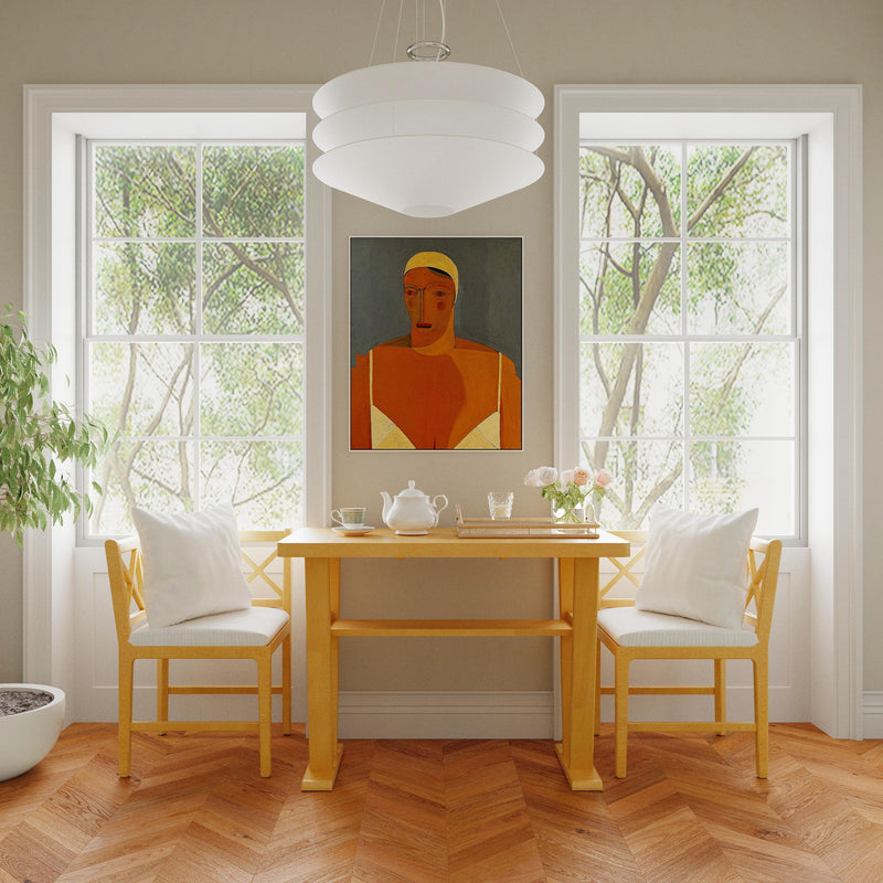 Farmhouse Modern Dining Corner Chairs (Set of 2) With Handwoven Rattan Backrests And Solid Wood Legs - Natural / White