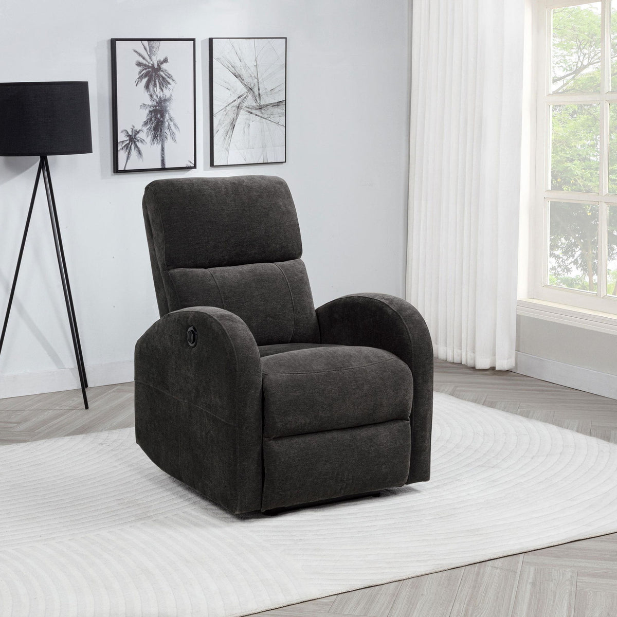 Grant Fabric Upholstered Power Recliner Chair Charcoal Grey