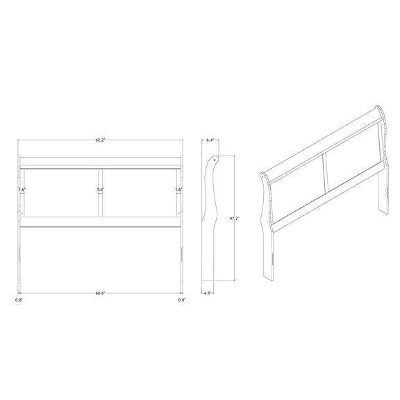 Bed dimensions line drawing showing width, height, and side profile