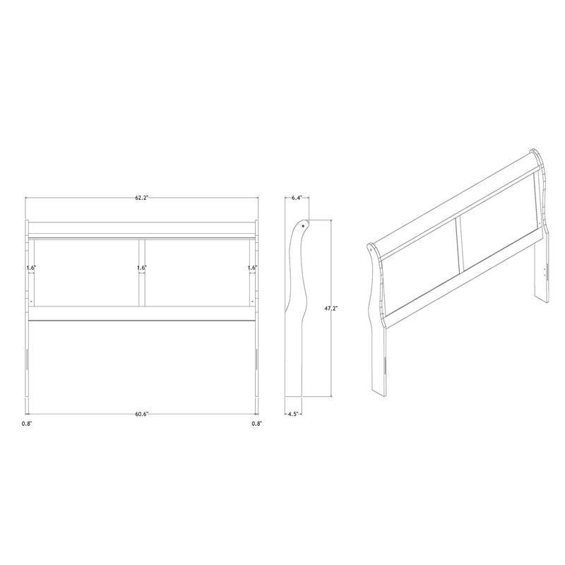 Bed dimensions line drawing showing width, height, and side profile