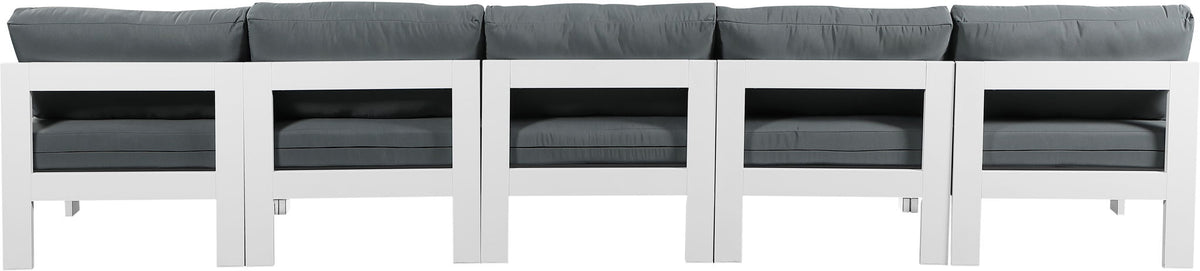 Nizuc - Outdoor Patio 5 Seat Modular Armless Sofa With White Frame