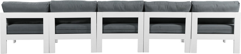 Nizuc - Outdoor Patio 5 Seat Modular Armless Sofa With White Frame
