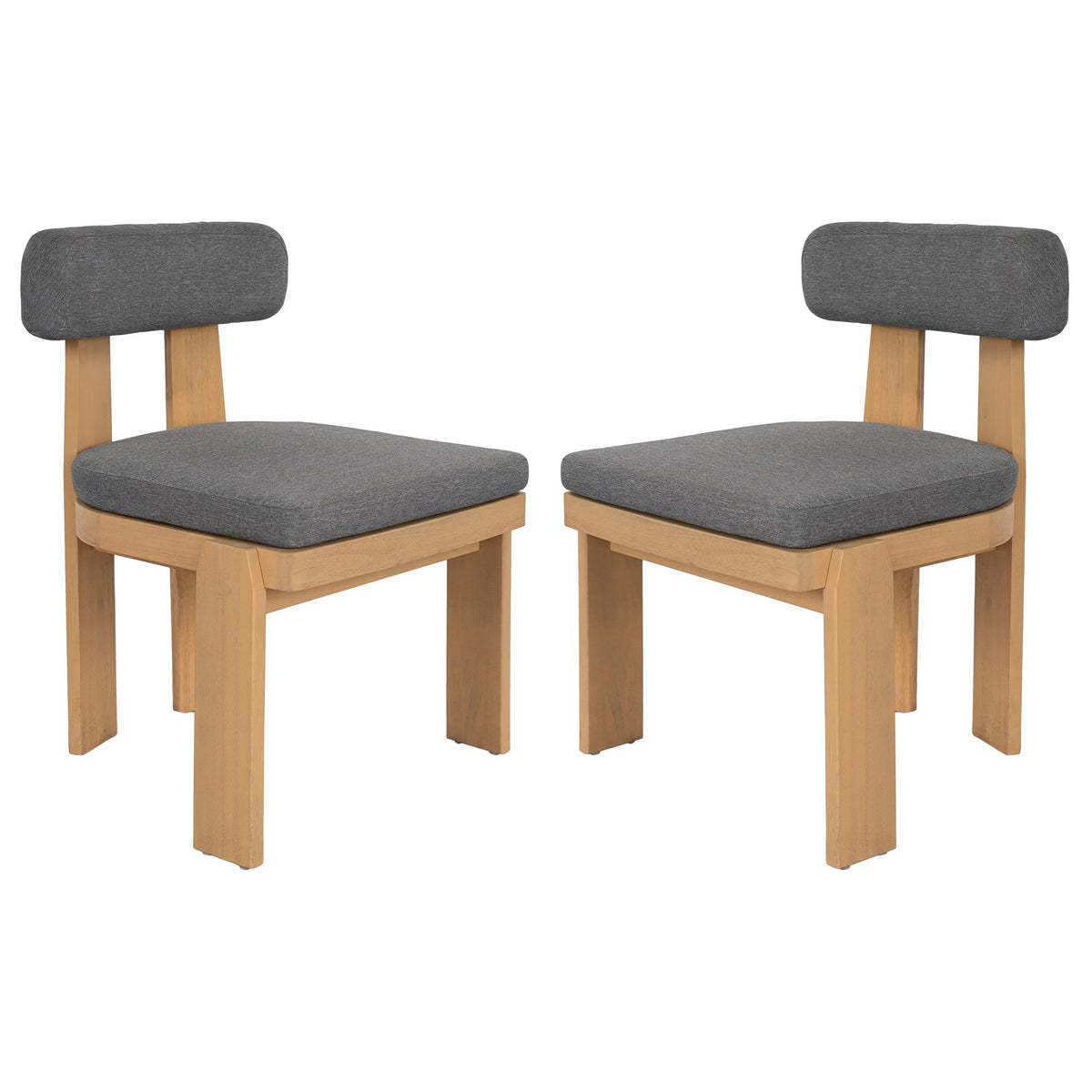 Dining Chairs With Rolled Cushion Back & Seat, Indoor Outdoor (Set of 2)