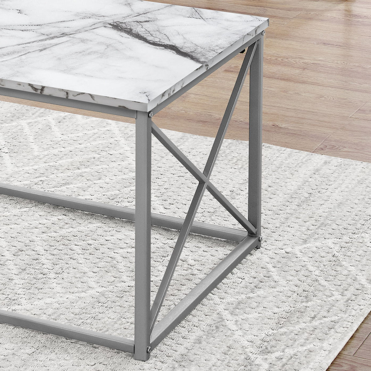 Table Set, Coffee, End, Side, Accent, Living Room, Marble Look Laminate, Contemporary & Modern (Set of 3)