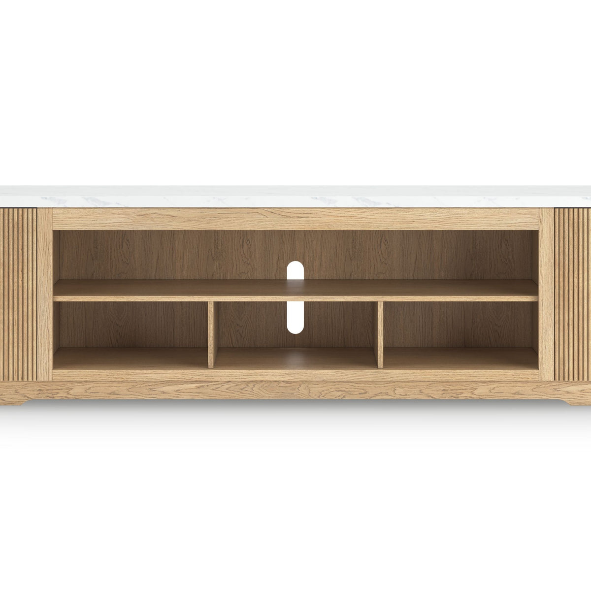 Camdill - XL TV Stand With Fireplace Option - Light Brown