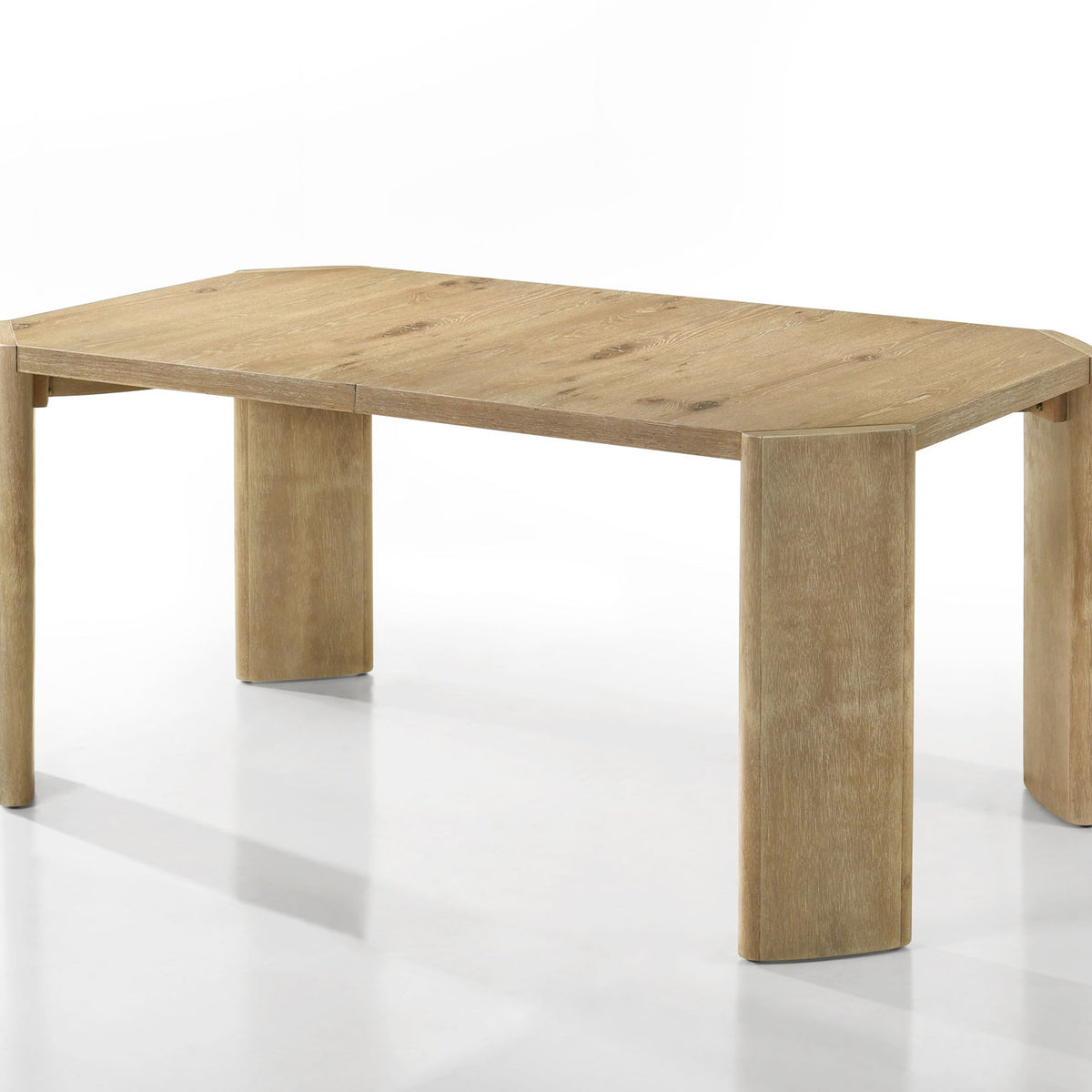 Oak rectangular extendable dining table with tabletop and four supporting legs