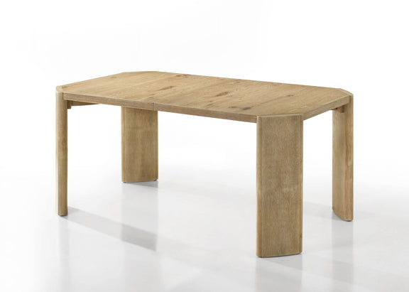 Oak rectangular extendable dining table with tabletop and four supporting legs