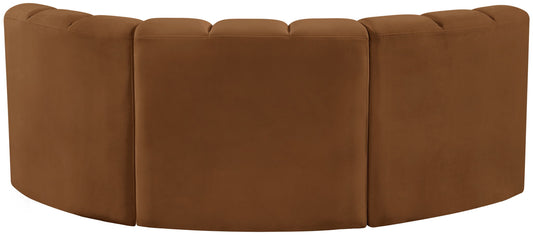 Arc - Velvet 3 Piece Modular U-Shaped Sofa - Saddle