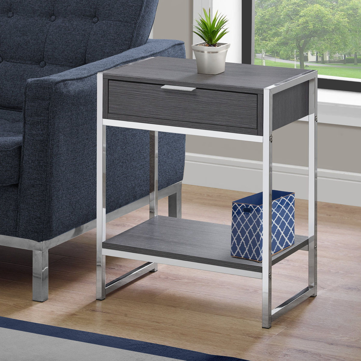 Accent Side Table, Storage Drawer, Spacious Tabletop
