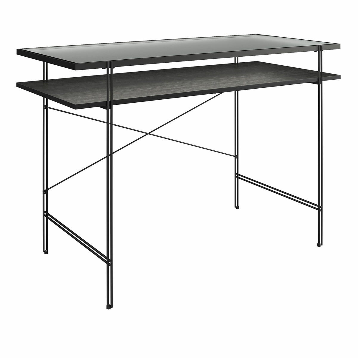 Vance - Computer Desk With Fluted Glass Desktop - Black