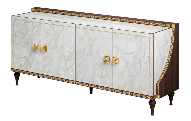 Romantica - 4 Doors Buffet - Light Beige / Brown Walnut