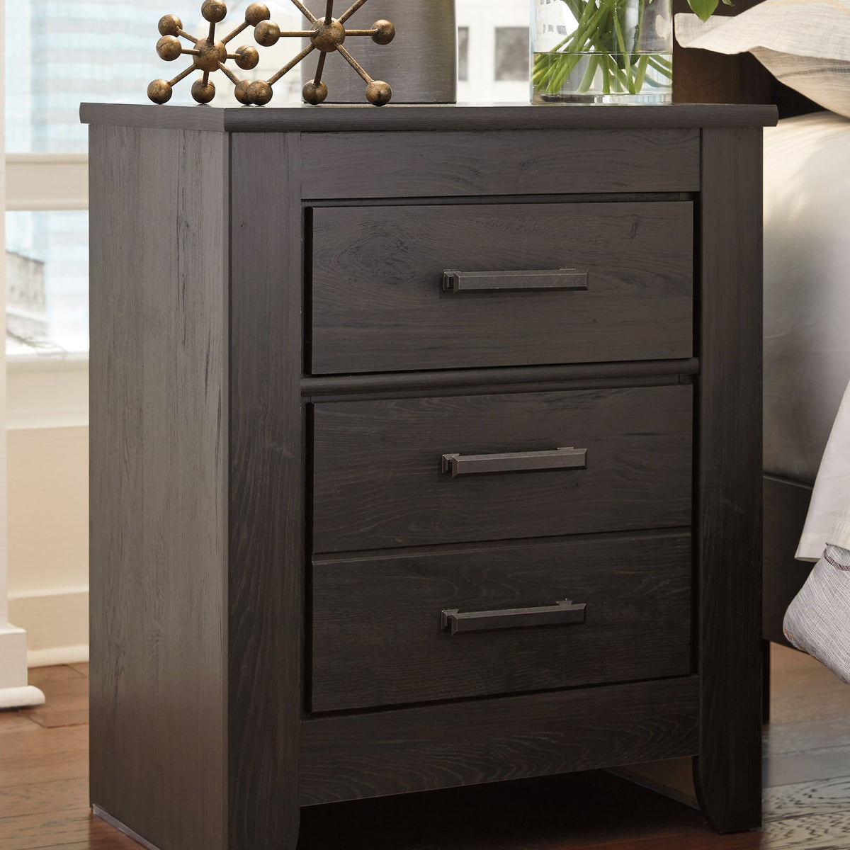Brinxton - Two Drawer Night Stand - Charcoal