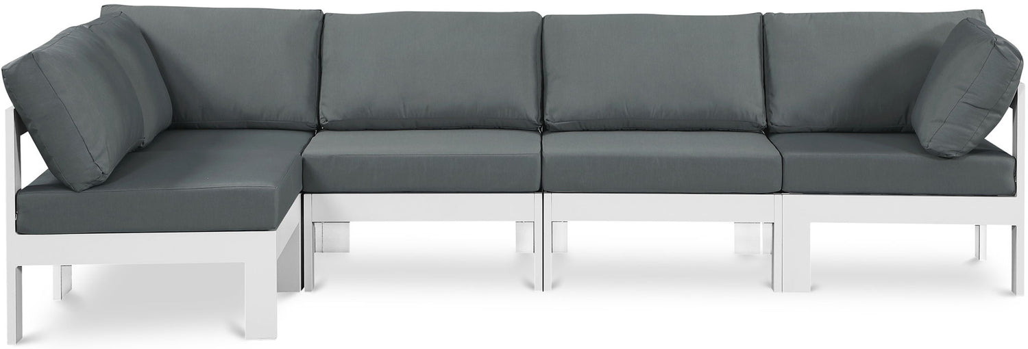 Nizuc - Outdoor Patio 4 Piece Modular Sectional With White Frame