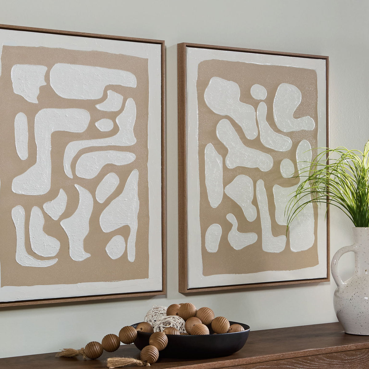 Waldett - Beige / White - Wall Art Set (Set of 2)