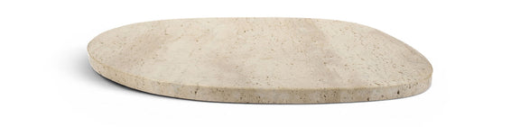 Livia beige marble decorative tray, round with smooth stone top