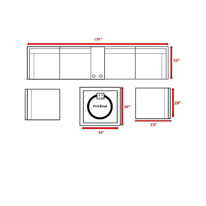 Contemporary Patio Seating Set With Fire Pit
