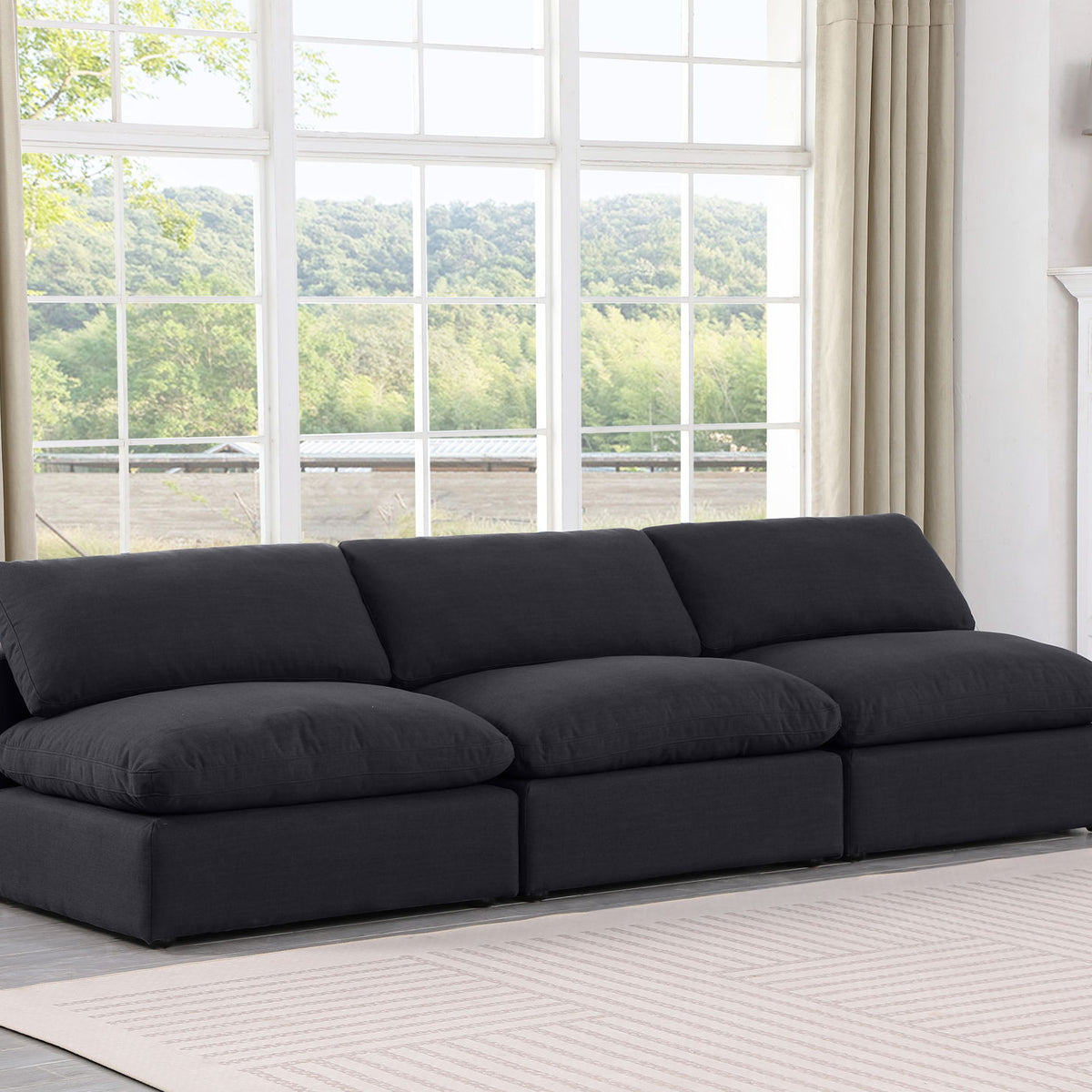 Comfy - Linen Modular Armless Sofa 3 Seats