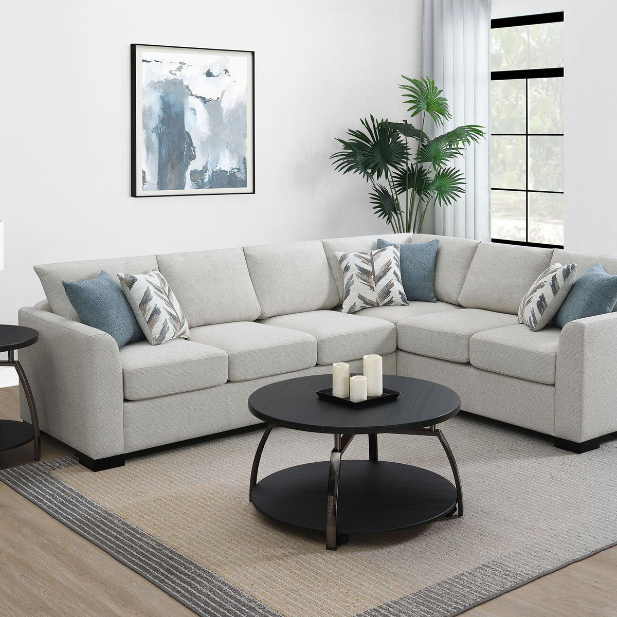 Ashford Chenille Upholstered Sleeper Sectional Sofa Greige