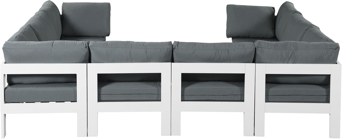Nizuc - Outdoor Patio 8 Piece Modular Sectional With White Frame
