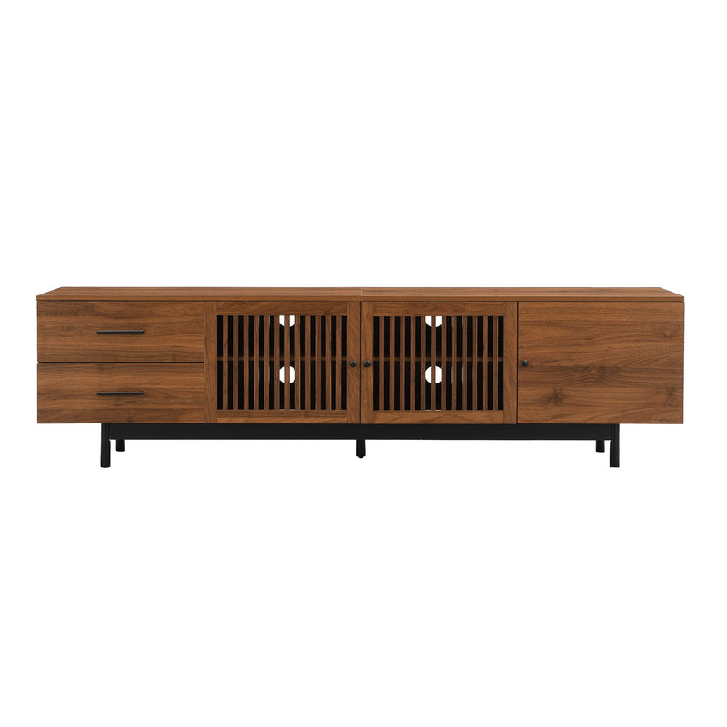TV Stand, Media Console With 2 Drawers, Soft Closing Hinges, Adjustable Shelves - Walnut