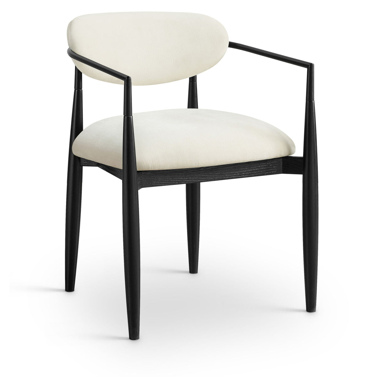 Riccio - Fabric Dining Arm Chair (Set of 2) - Black Frame