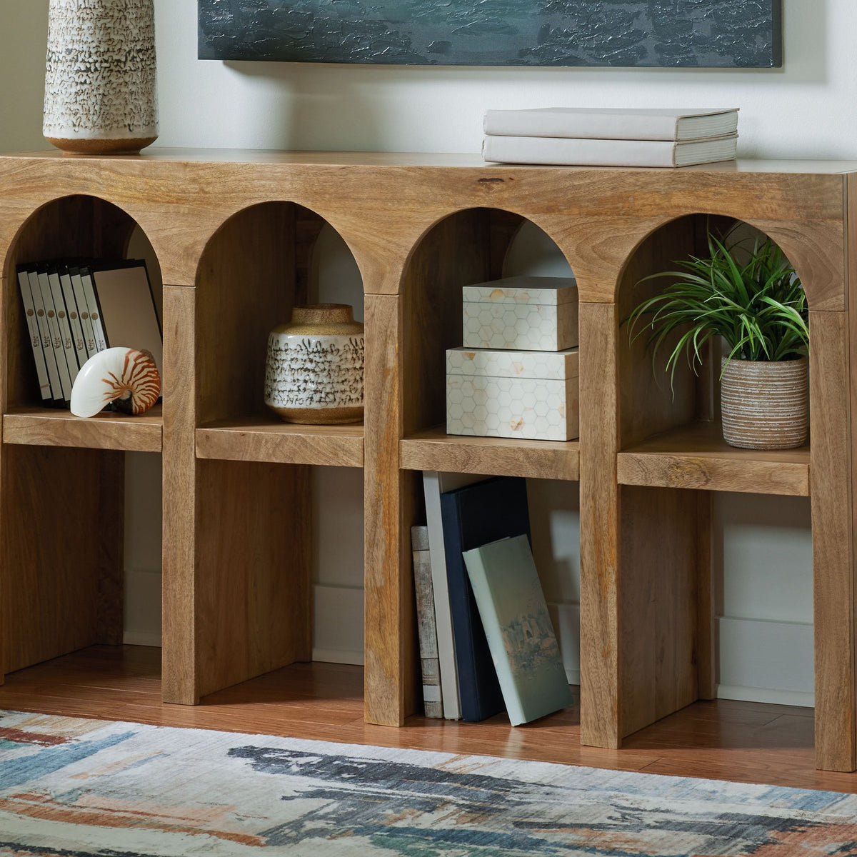 Luzmanacy - Console Sofa Table - Natural Brown