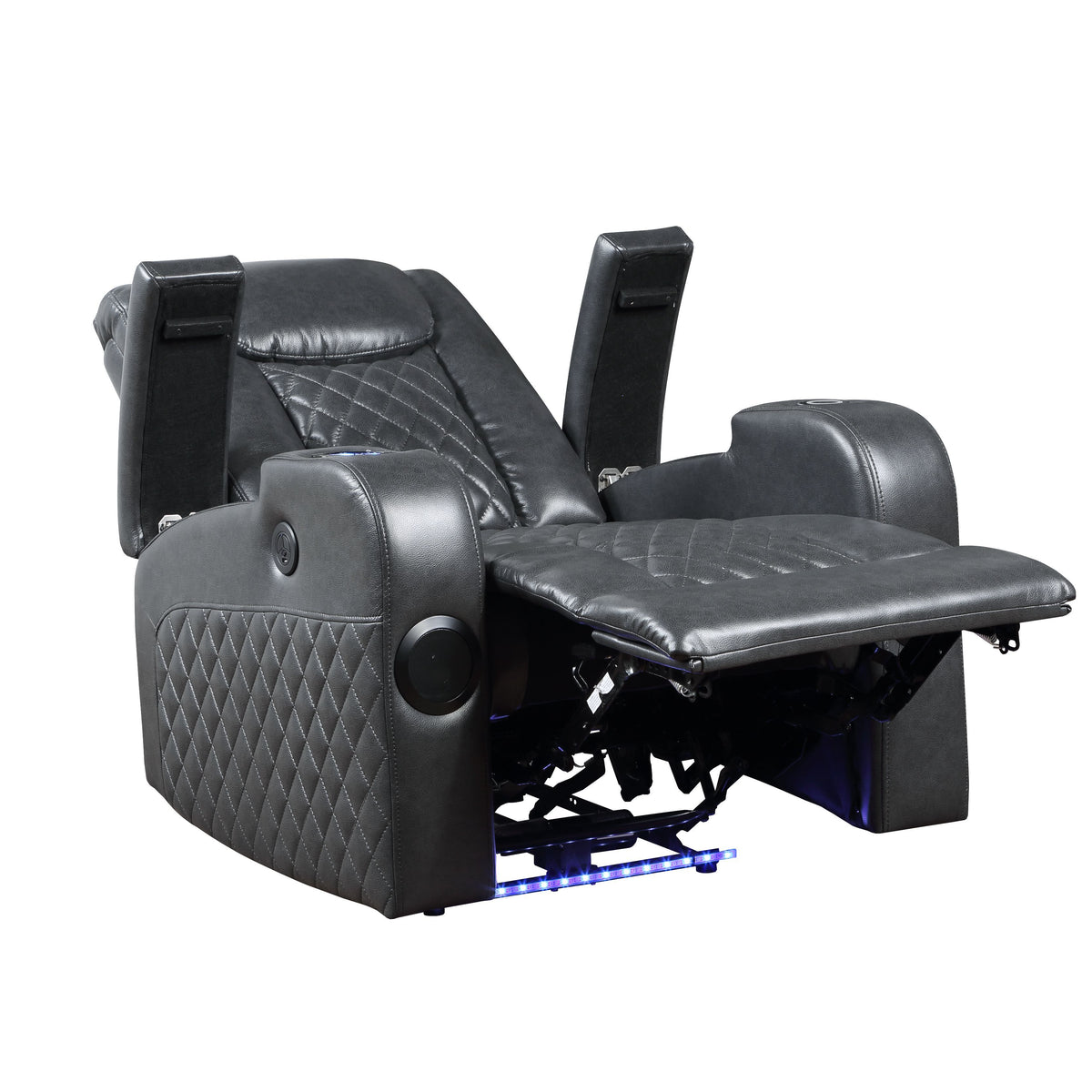 Alair - Leather Aire Power Motion Recliner With Bluetooth, Wireless Charger Cupholder - Dark Gray
