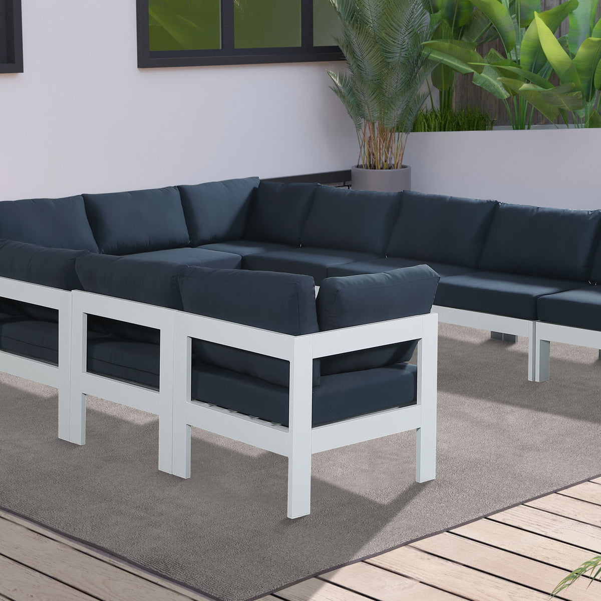 Nizuc - Outdoor Patio 12 Piece Modular Sectional With White Frame