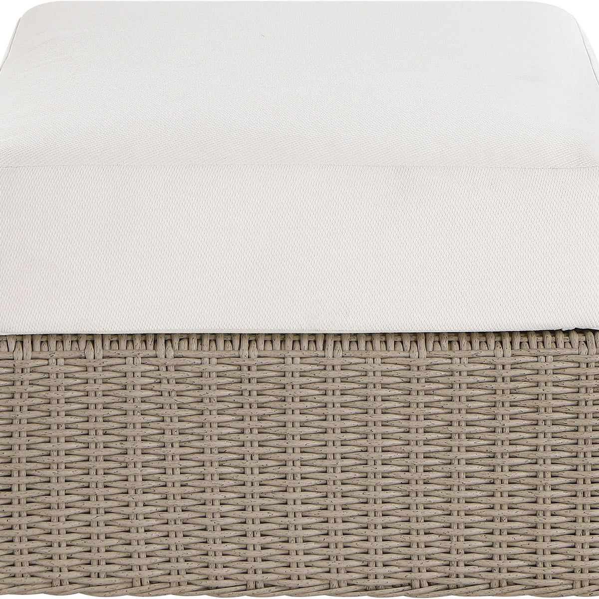 Seacrest - Olefin Water Resistant Fabric And Wicker Outdoor Patio Ottoman/Coffee Table