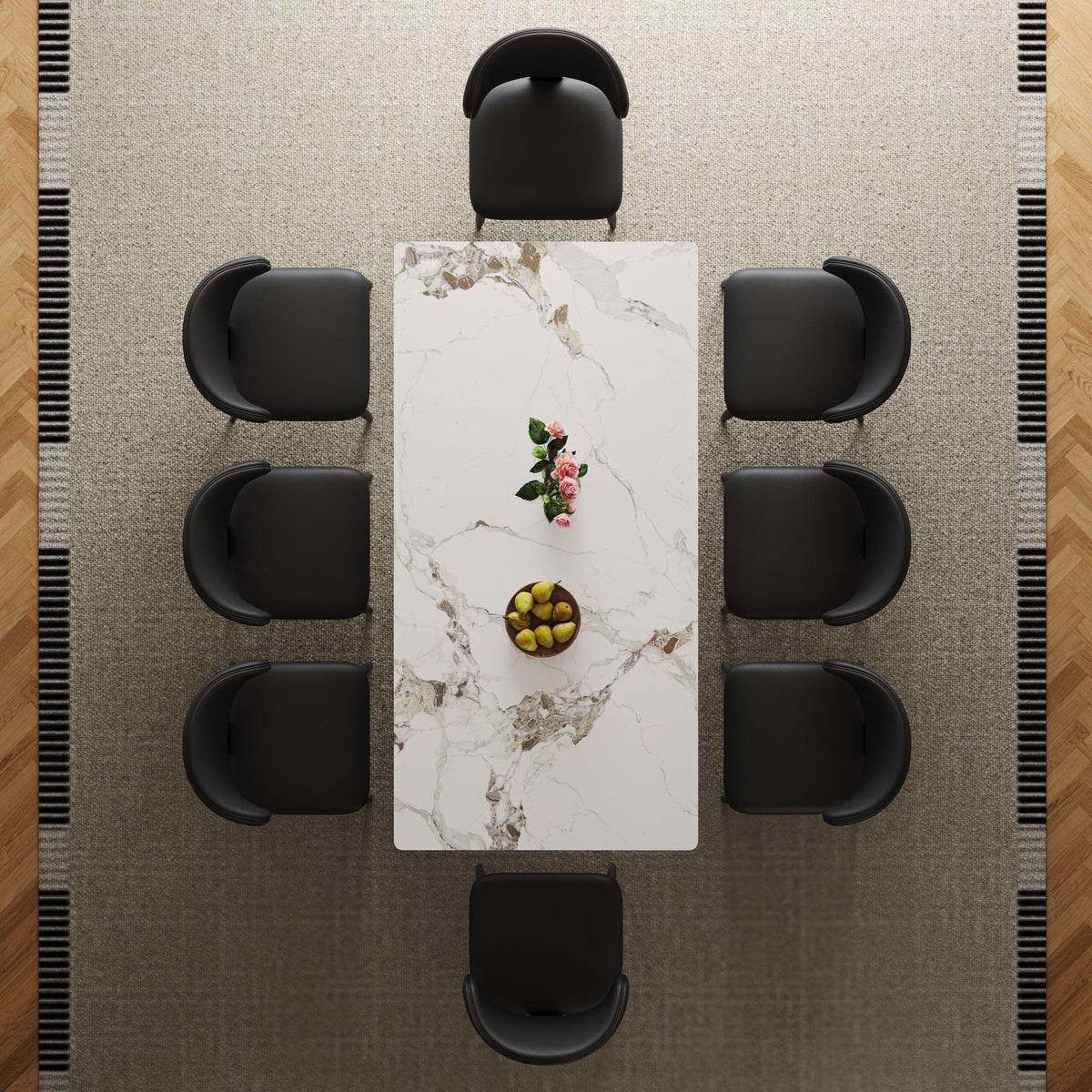 Modern Rectangular Dining Table For 6 With Chairs