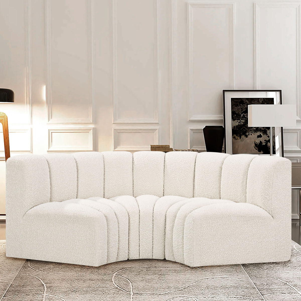 Arc - Boucle Fabric 3 Piece Modular U-Shaped Sofa