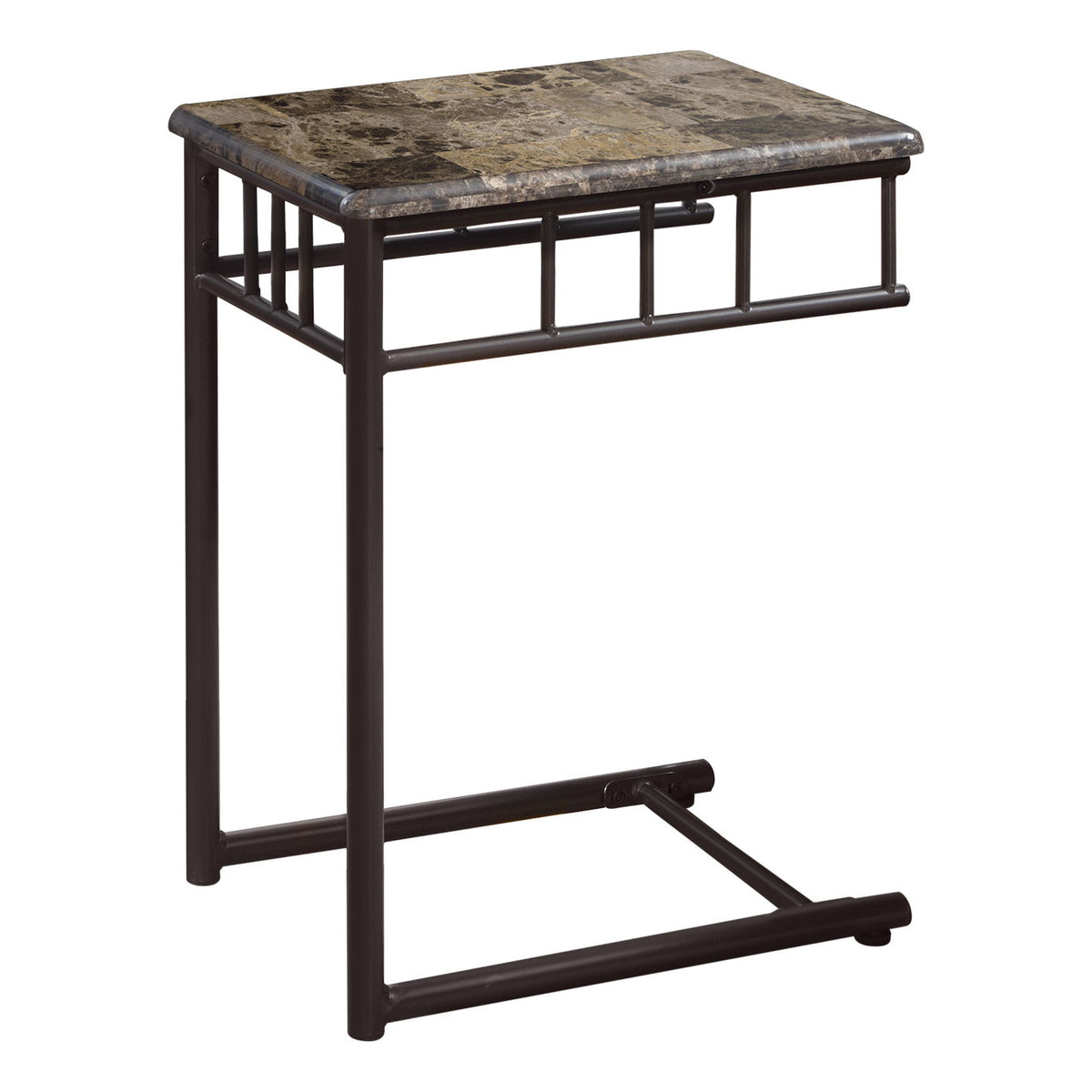 C-Shaped Accent Table Marble Look For Living Room