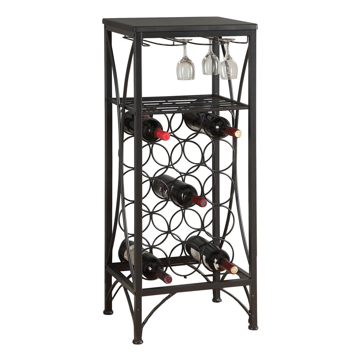 Home Bar, Wine Rack, Transitional - Black