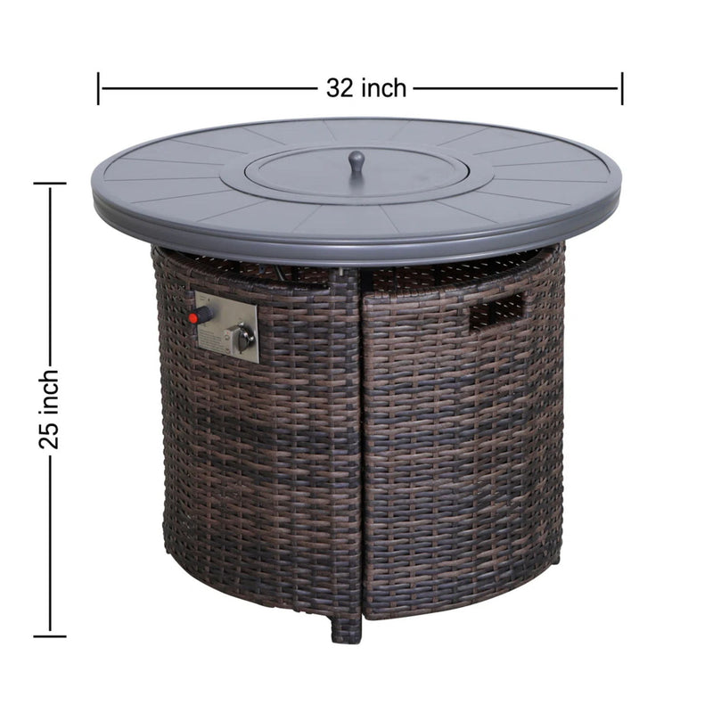 Outdoor Fire Pit Table With Lid - Espresso