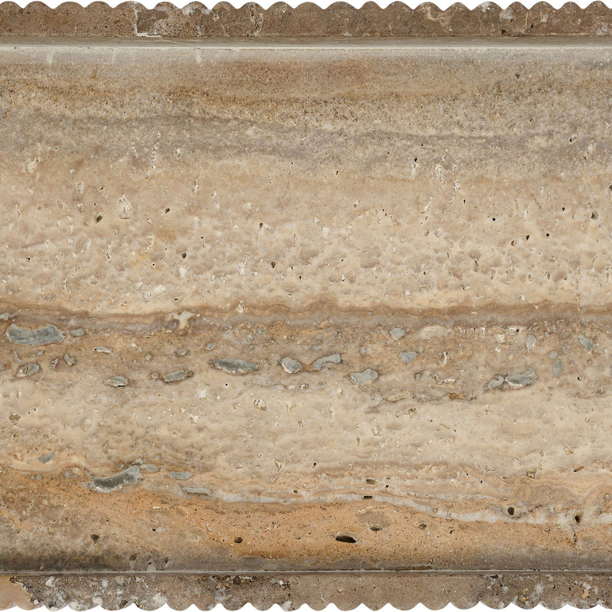 Taupe speckled genuine marble tray with scalloped edge