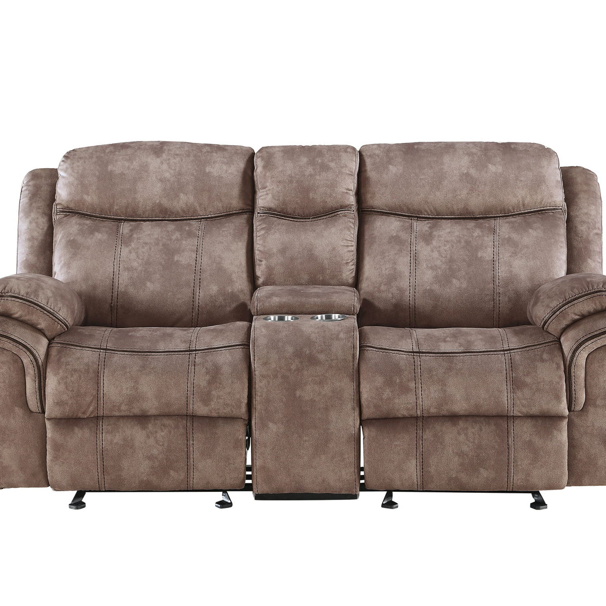 Zubaida - Two Tone Velvet Recliner Loveseat With USB Port Console