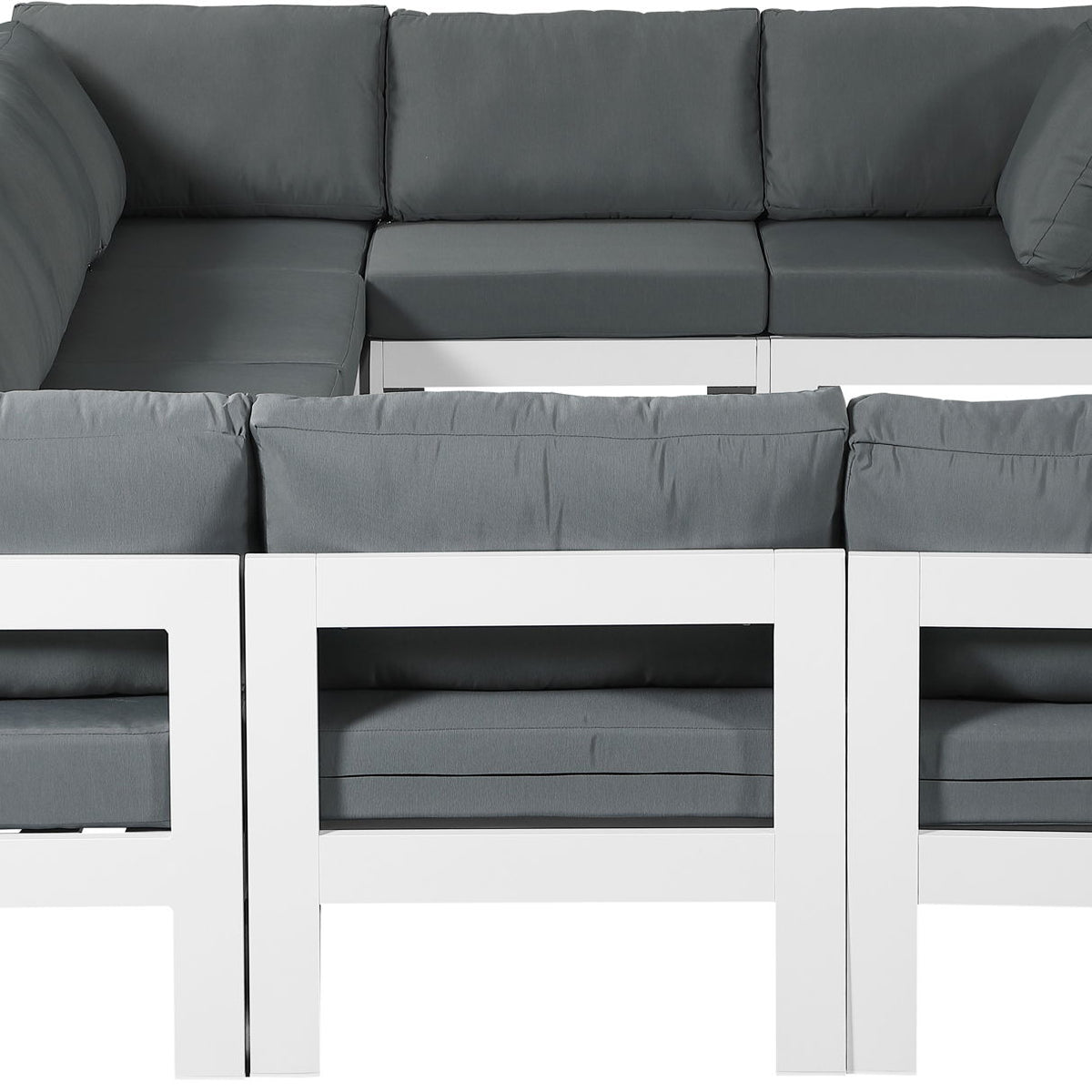 Nizuc - Outdoor Patio 9 Piece Modular Sectional With White Frame