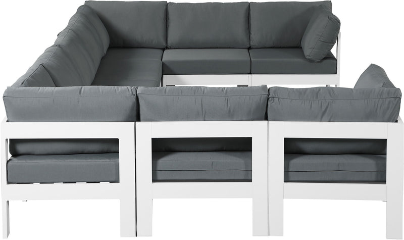 Nizuc - Outdoor Patio 9 Piece Modular Sectional With White Frame