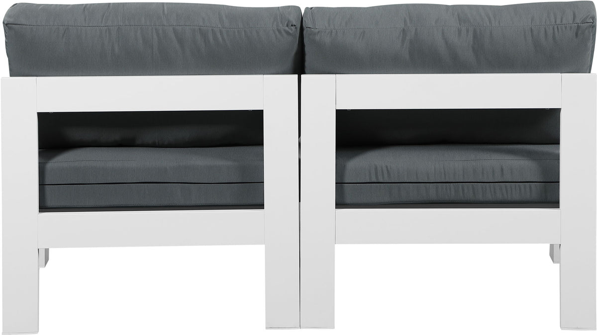 Nizuc - Outdoor Patio 2 Seat Armless Modular Sofa With White Frame