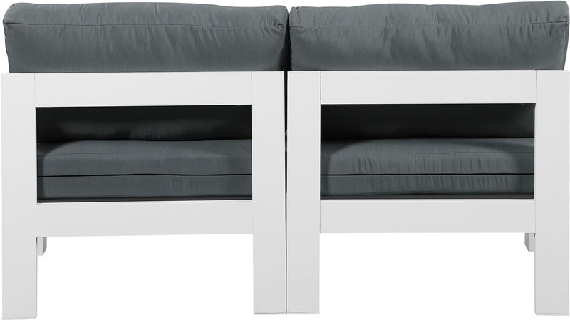 Nizuc - Outdoor Patio 2 Seat Armless Modular Sofa With White Frame