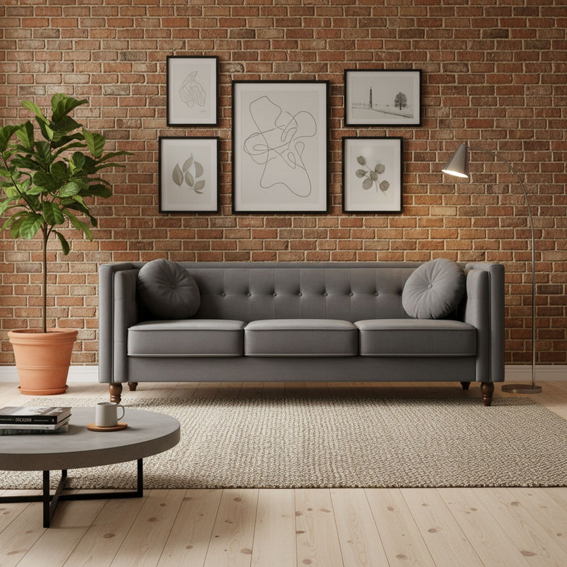 Chesterfield Sofa With Square Arms For Living Room