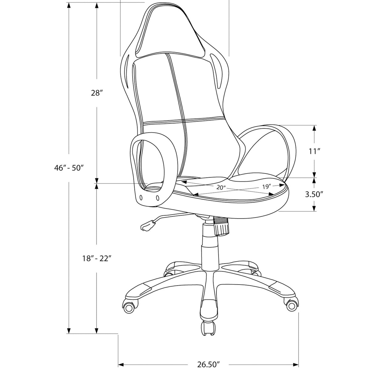 Office Chair, Gaming, Adjustable Height, Swivel, Ergonomic, Armrests, And Red, Contemporary & Modern - Black